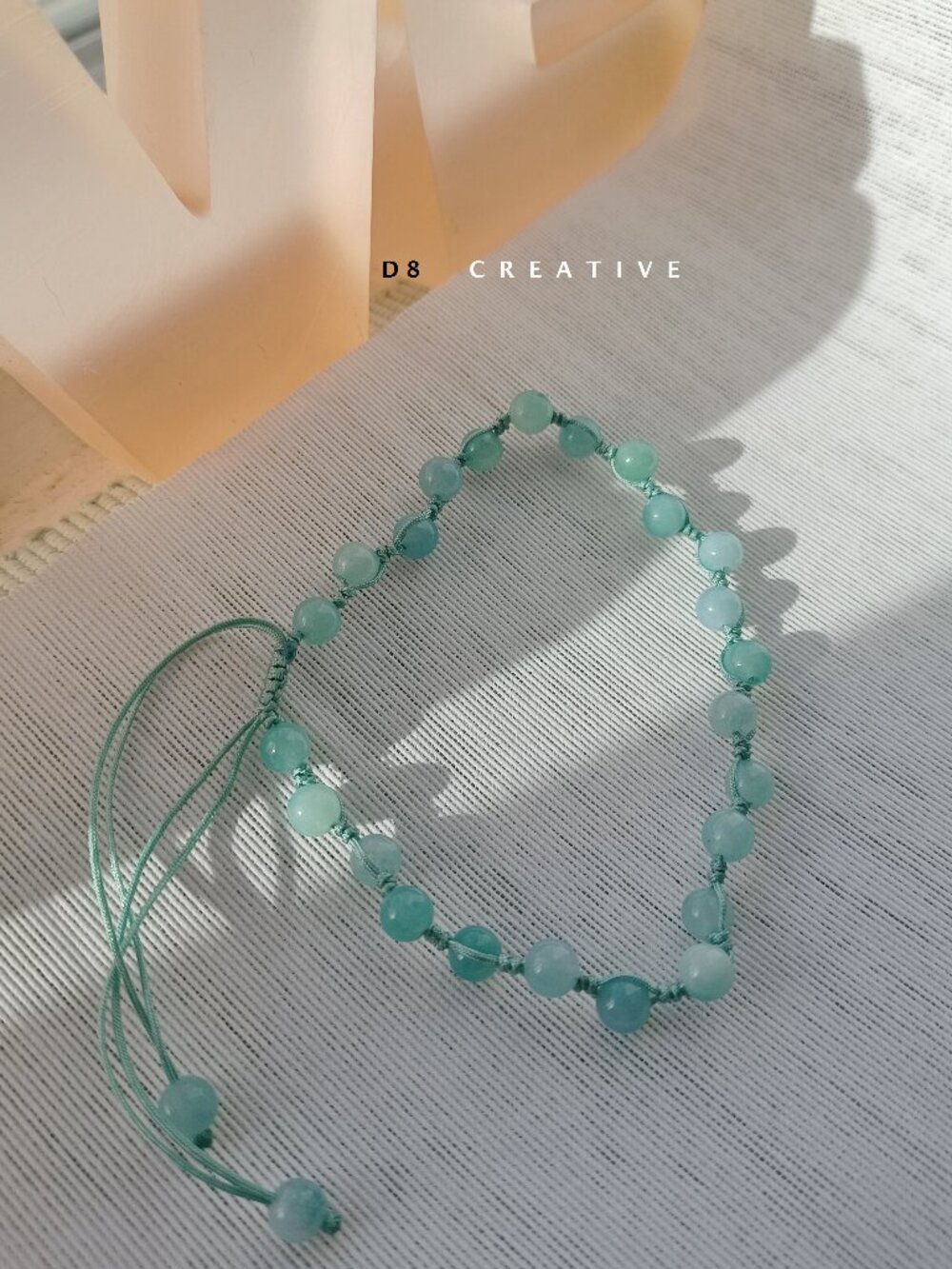 New hand woven light blue agate bracelet